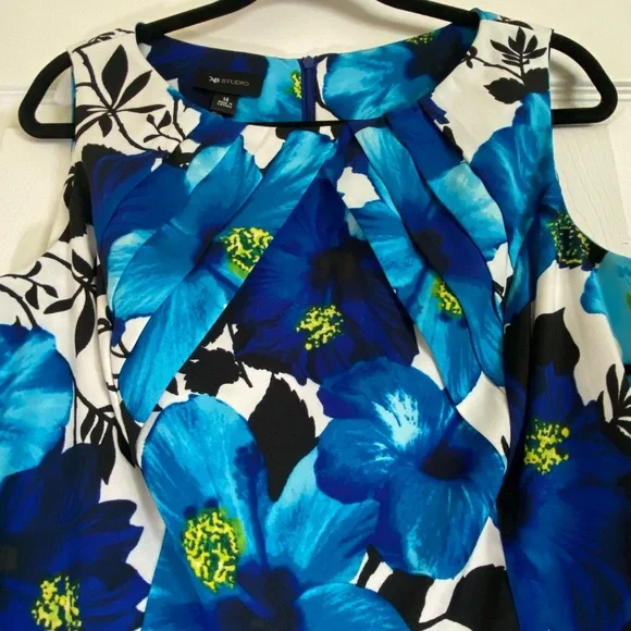 Sleeveless AB Studio Blue Floral Dress - Picture 16 of 16